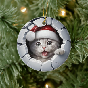 Décoration En Céramique Kitten de Noël 3D