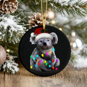 Décoration En Céramique Koala Assis Avec Les Lumières De Noël Saison De No