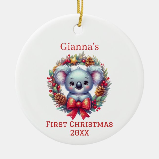 Décoration En Céramique Koala Bear personnalisée Premier Noël (Devant)