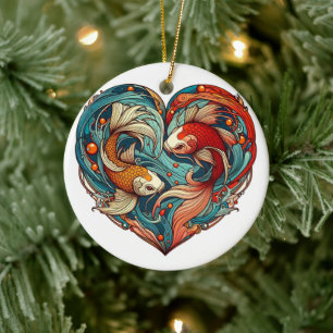 Décoration En Céramique Koi Harmony : Noël en forme de coeur