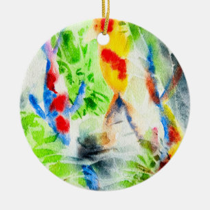 Décoration En Céramique Koi poisson coloré aquarelle art