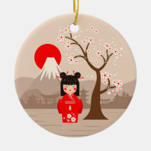 Décoration En Céramique Kokeshi - Poupée japonaise