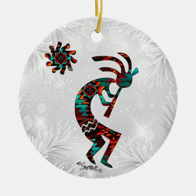 DÉCORATION EN CÉRAMIQUE KOKOPELLI JOUER L'ORNEMENT CÉRAMIQUE FLUTE (Devant)