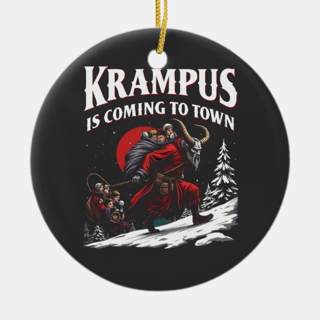 Décoration En Céramique Krampus arrive à Town Krampus Noël (Devant)