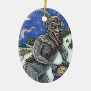 DÉCORATION EN CÉRAMIQUE KRAMPUS & ENFANTS NAUGHTY, HISTOIRE DE NOËL CRAYAN
