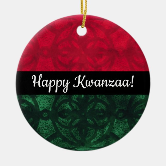 Décoration En Céramique Kwanzaa Aquarelle Batik (Devant)