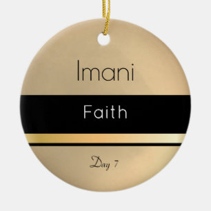 Décoration En Céramique Kwanzaa Imani Gold Black White Day 7
