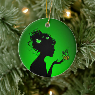 Décoration En Céramique La femme papillons