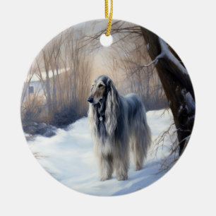 Décoration En Céramique La Hanche Afghane Laisser Neige Noël