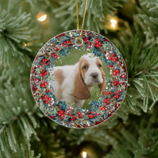 Décoration En Céramique La jolie couronne de Noël de Noël de votre chien p