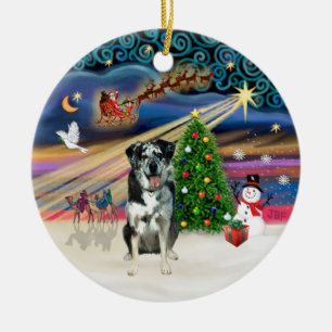 Décoration En Céramique La magie de Noël - Chien léopard Catahoula