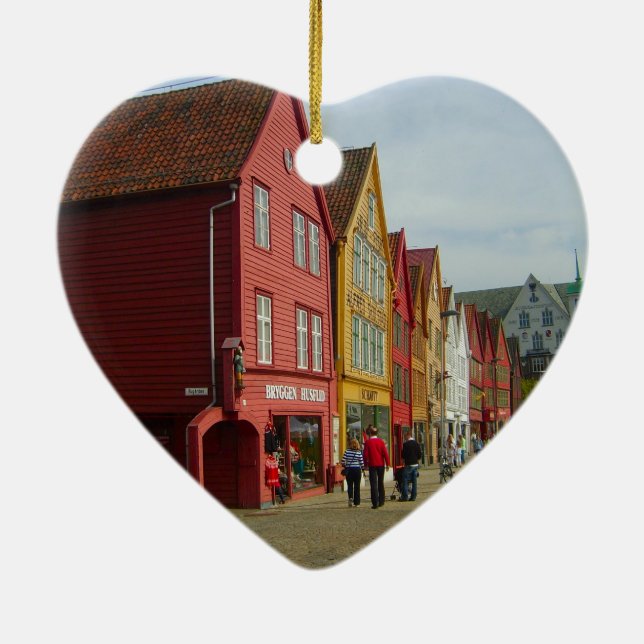 Décoration En Céramique La Norvège, Bergen, maisons peintes sur le bord de (Dos)
