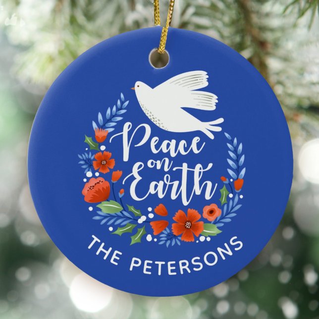 Décoration En Céramique La paix sur Terre Noël (An elegant peace on earth Christmas ornament)