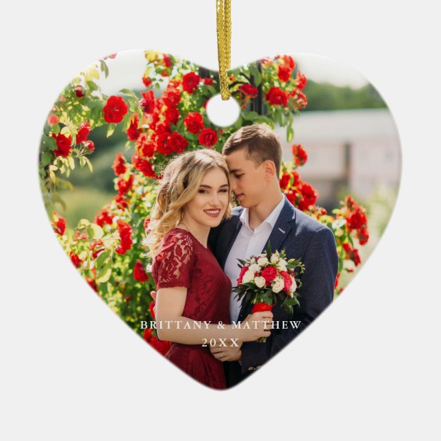Décoration En Céramique La photo de couples appelle le coeur d'année (Devant)