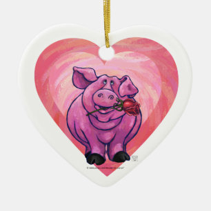 Décoration En Céramique La Saint-Valentin des cochons