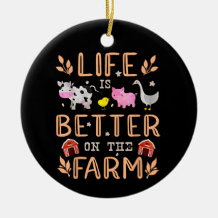 Décoration En Céramique La Vie Est Meilleure À La Ferme Mets Animaux Fermi