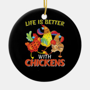Décoration En Céramique La vie est meilleure avec les poulets