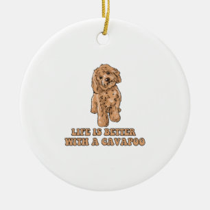 Décoration En Céramique La Vie Est Meilleure Avec Un Cavapou - Drôle Amate