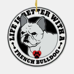 Décoration En Céramique La Vie Est Meilleure Avec Un Chien À Balle Françai
