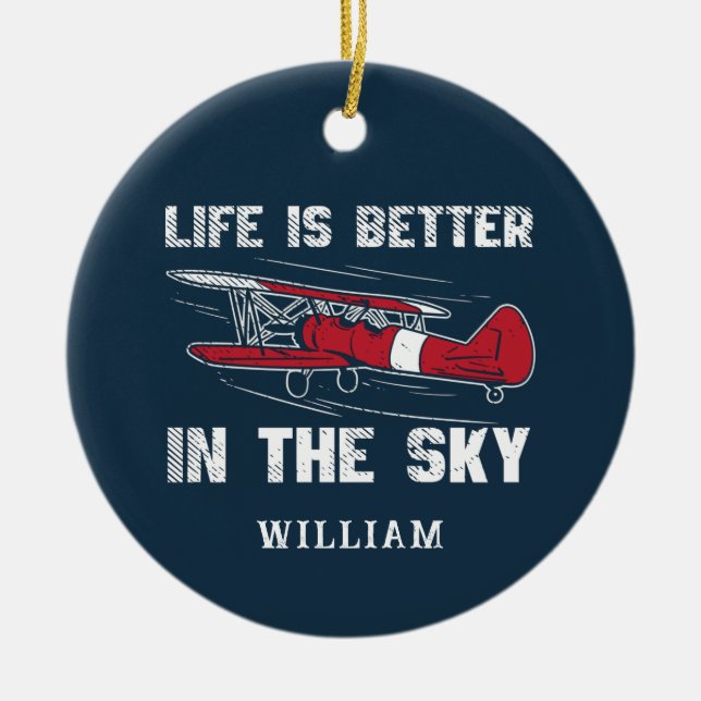 Décoration En Céramique La vie est meilleure dans le ciel Le bâton de Noël (Devant)