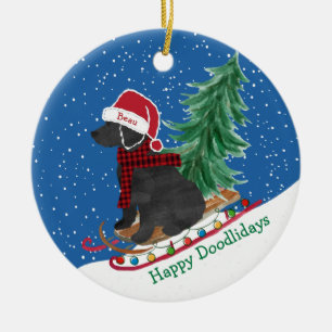 Décoration En Céramique Labradoodé personnalisé Roue à neige de Noël