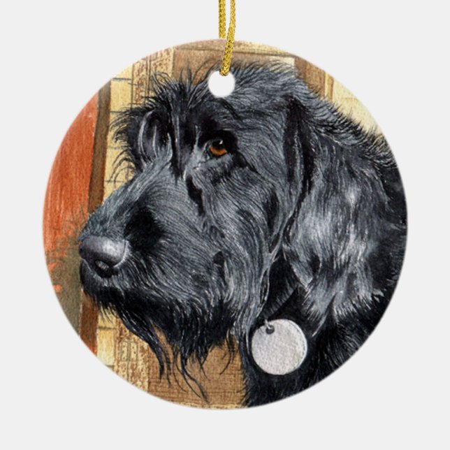 Décoration En Céramique Labradoodle noir (Devant)