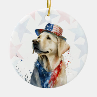 Décoration En Céramique Labrador Dog, 4th of july Personalized