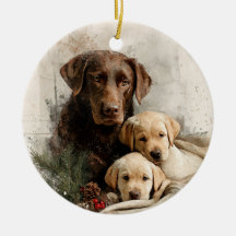 Labrador et chiots Noël vintage