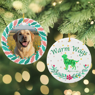 Décoration En Céramique Labrador Retriever Noël Vert Pastel Personnalisé 