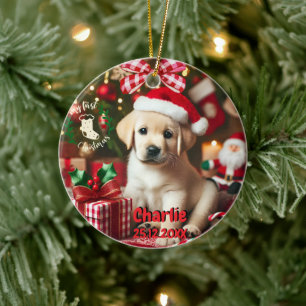 Décoration En Céramique Labrador Retriever Puppy Mon premier Noël