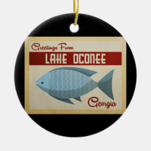 Décoration En Céramique Lac Oconee Georgia Blue Fish Vintage voyage