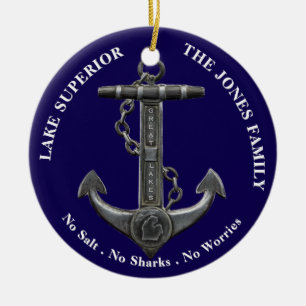Décoration En Céramique Lac SUPERIOR Patriotique ancre en détresse nautiqu