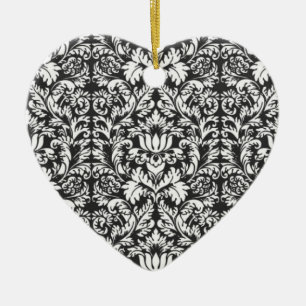 Décoration En Céramique Lace noir blanc Damas Brocade