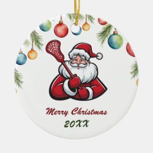 Décoration En Céramique Lacrosse Joyeux Noël Cute Père Noël Personnalisé