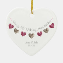 Laine 7ème ou tout Mariage Anniversaire Ornament c