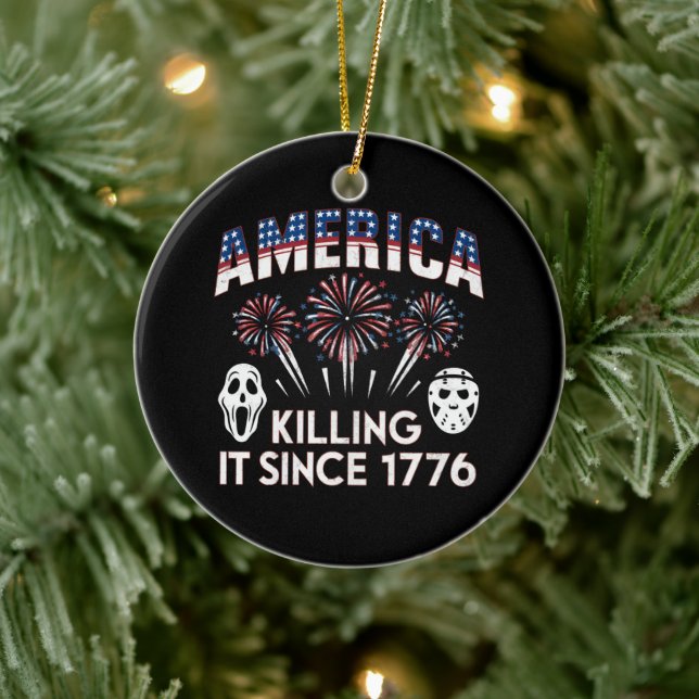 Décoration En Céramique L'Amérique l'a tué depuis 1776 Patriotic Horror US (Arbre)