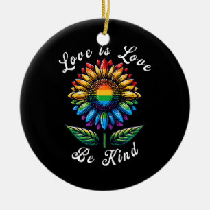 Décoration En Céramique L'amour est l'amour Rainbow Sunflower LGBT+ Gay Le
