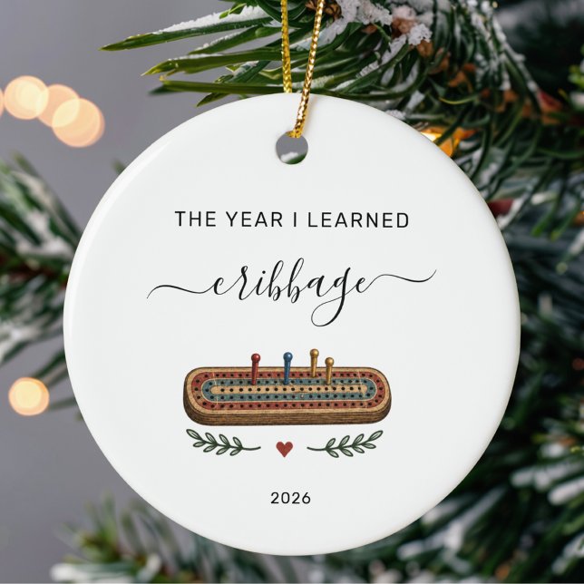 Décoration En Céramique L'année où j'ai appris Cribbage Noël personnalisé (Créateur téléchargé)