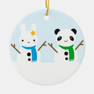 Décoration En Céramique Lapin de neige et panda de neige