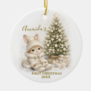 Décoration En Céramique Lapin de Pâques en ivoire Premier Noël Cadeau Fill