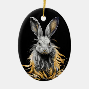 Décoration En Céramique Lapin gris génial en feu