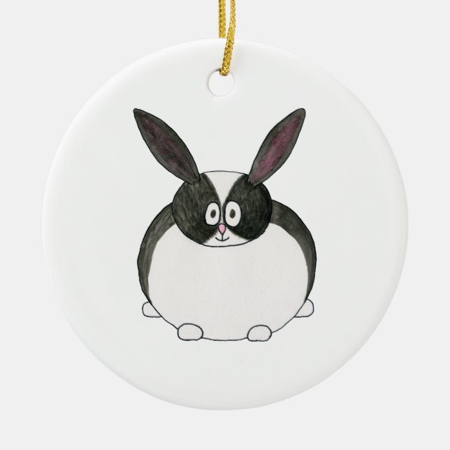 Décoration En Céramique Lapin néerlandais noir et blanc (Devant)