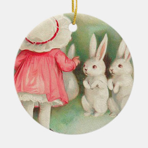 Décoration En Céramique Lapin vintage Salutation de Pâques