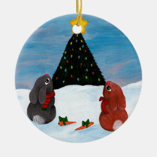 Décoration En Céramique Lapins de Noël