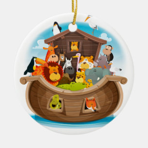 Décoration En Céramique L'arche de Noé avec des animaux de jungle