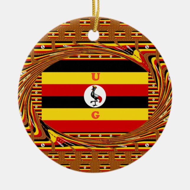 Décoration En Céramique L'Art Vibrant Ouganda Inspiré Du Drapeau (Devant)