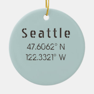 Décoration En Céramique Latitude et longitude de Seattle