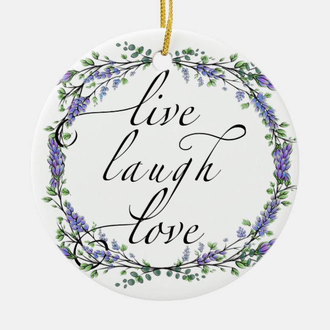 Décoration En Céramique Lavande et Eucalyptus Live Laugh Love (Devant)