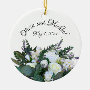 Décoration En Céramique Lavande Eucalyptus blanc roses verdure