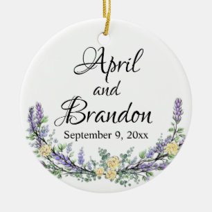 Décoration En Céramique Lavande, roses jaunes et Eucalyptus